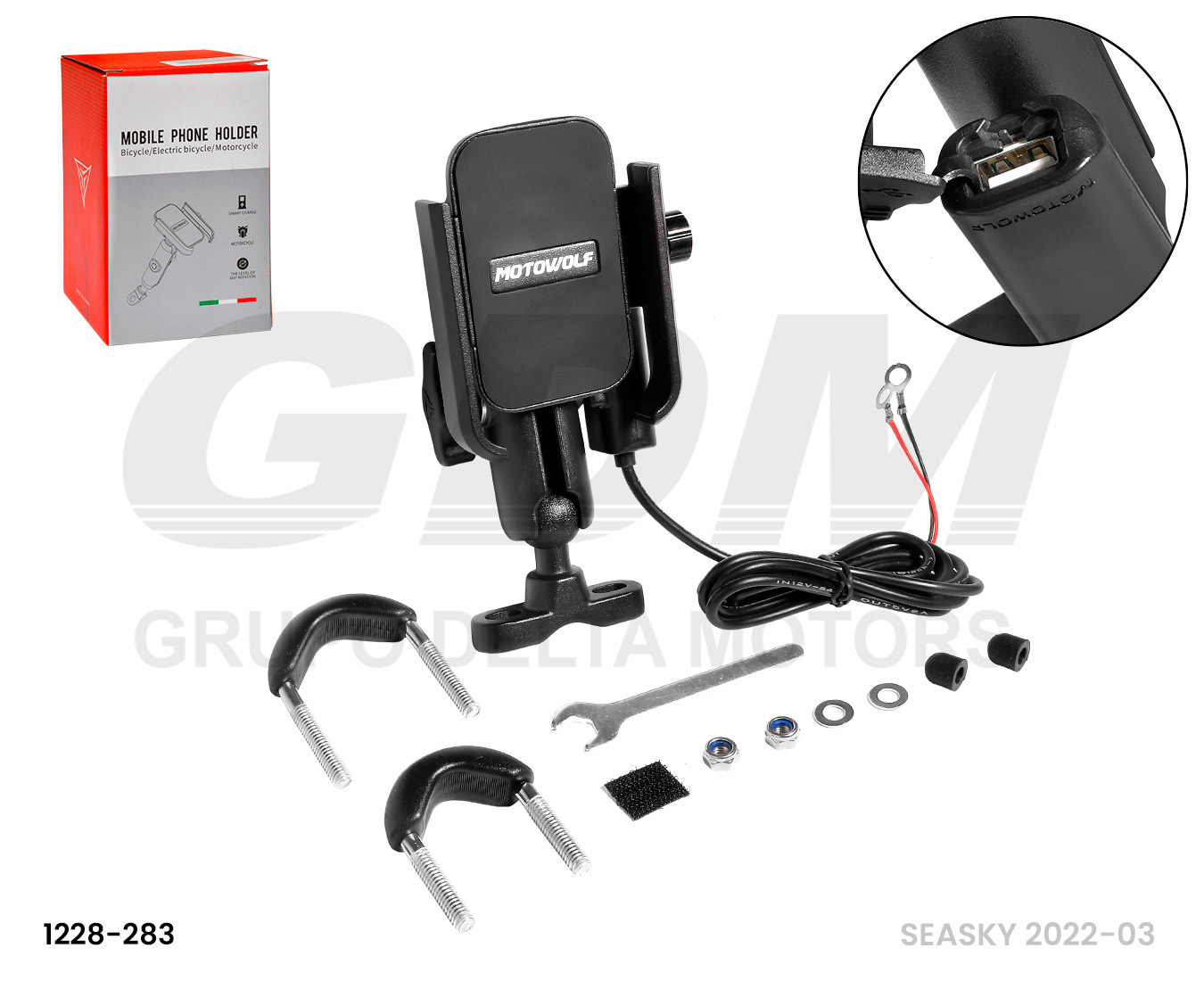 SOPORTE CELULAR CON CARGADOR P/TIMON MDL2821B WOLF