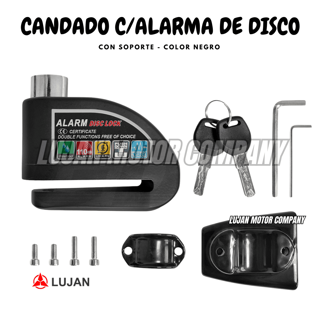 CANDADO C/ALARMA DE DISCO C/SOPORTE NEGRO
