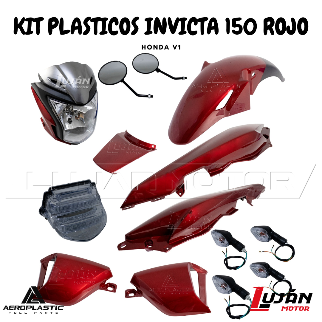 KIT PLASTICOS INVICTA ROJO C/FAROS