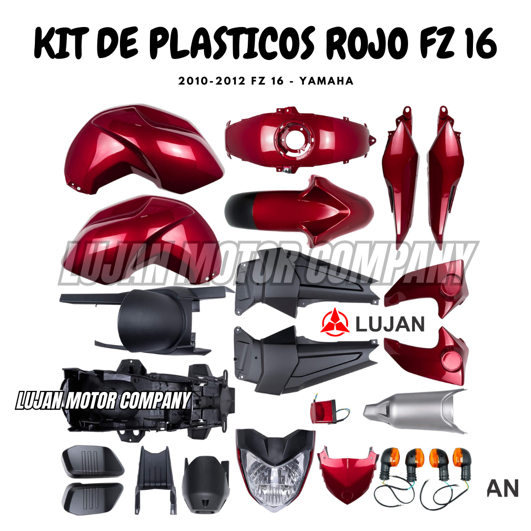 KIT PLASTICOS FZ16 C/FAROS ROJO (2009-2012) 