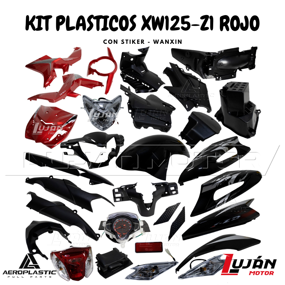 KIT PLASTICOS XW125-Z1 ROJO C/STICKER 