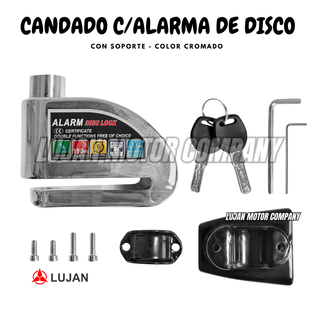 CANDADO C/ALARMA DE DISCO C/SOPORTE CROMADO